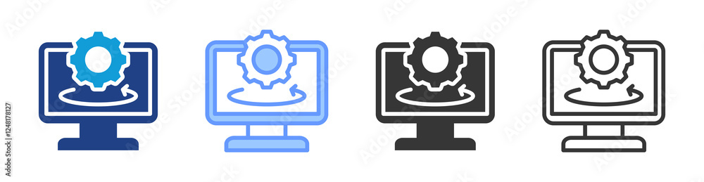 Poster Virtual machine icon set multiple style collection