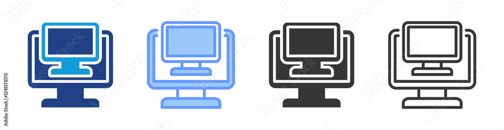 Poster Virtual desktop icon set multiple style collection
