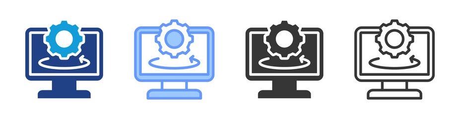 Virtual machine icon set multiple style collection
