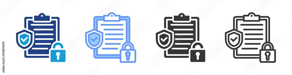 Poster Security compliance icon set multiple style collection