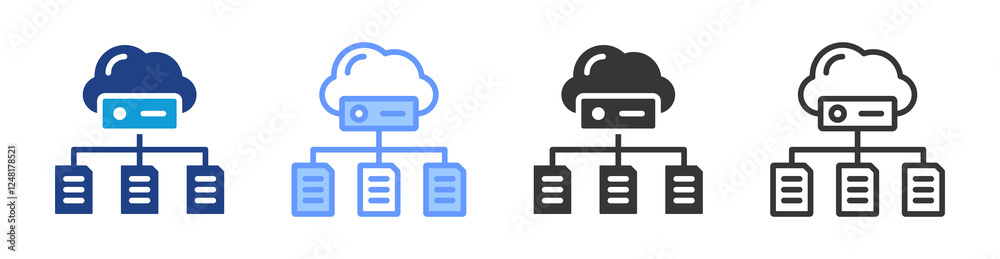 Poster Cloud infrastructure icon set multiple style collection