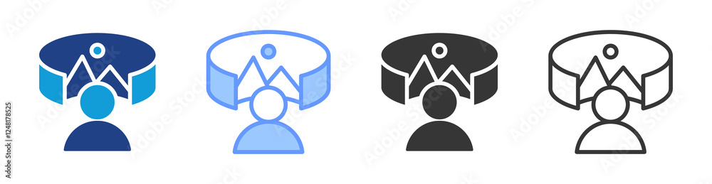 Poster Virtualized environment icon set multiple style collection
