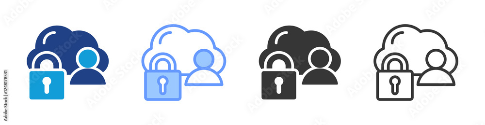 Aufkleber private cloud icon set multiple style collection