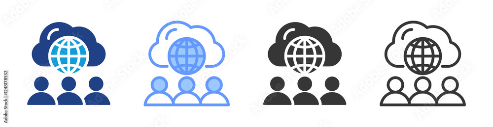 Poster public cloud icon set multiple style collection