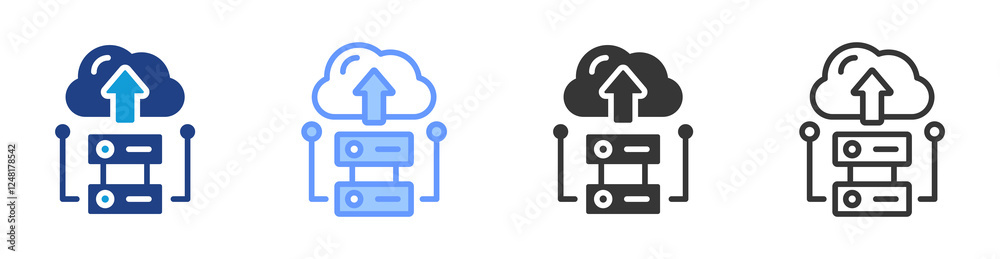 Poster Workload scaling icon set multiple style collection