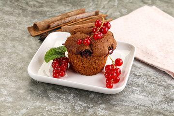Delicous cupcake with red currant