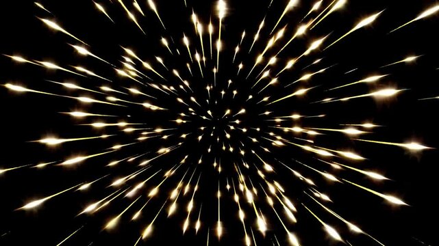 Dynamic video concept of a warp-speed effect with streaks of light against a dark background, captured from a central, forward-facing angle.