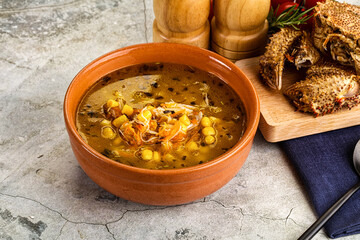 Hot Crab corn soup with vegetables