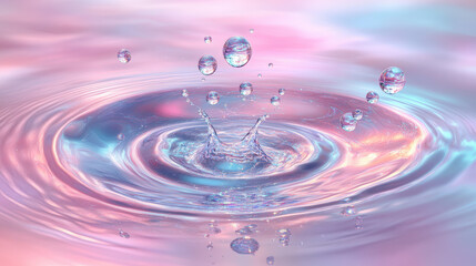 Colorful light shining on the water droplets in the pond