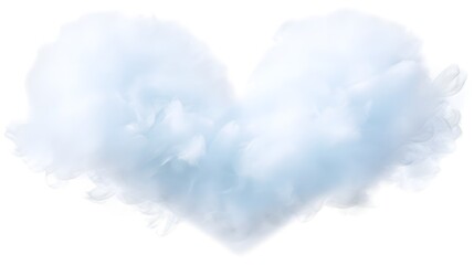 Ethereal and romantic heart shaped cloud formation resembling a cupid figure in a soft dreamy style on a serene white background evoking a sense of love beauty and transcendence