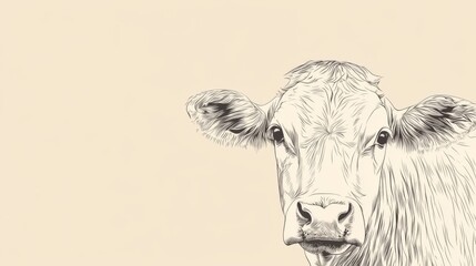Cow sketch, farm animal, illustration, neutral background, simple design, printable art, for posters