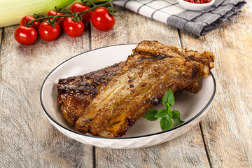 Tasty roasted pork ribs with spices