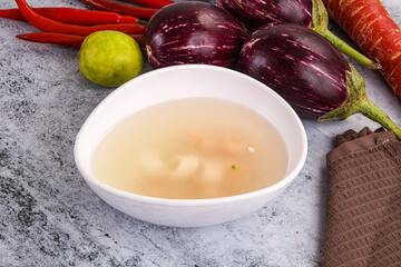 Light seafood soup with prawns