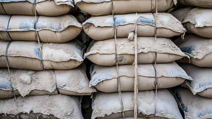 A pile of bags of sand