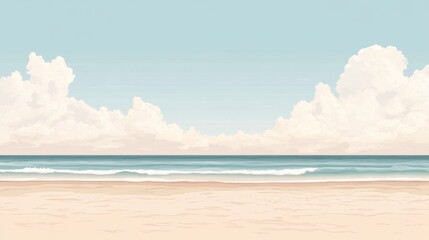 Fototapeta premium Empty Beach Scene Under Pastel Sky