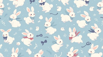 Pastel Bunny Silhouettes Hopping Across a Seamless Background