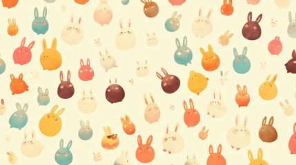 Cute Pastel Jellybean and Chocolate Bunny Pattern for Spring Design