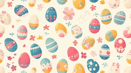 Colorful Easter Egg Pattern with Stripes and Dots for Spring Celebrations