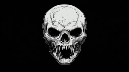 Ferocious skull, dark background, graphic art, website design