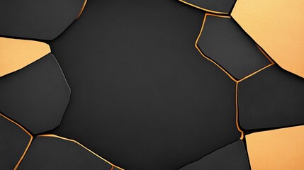 Abstract background featuring cracked black and orange surfaces with a modern aesthetic