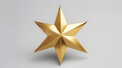 Obraz premium Shimmering and Luxurious Five Pointed Golden Star with Beveled Edge Rendered in 3D on a Clean White Background Elegant Geometric Shape Perfect for Branding Packaging or Advertising Design