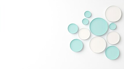 A modern arrangement of turquoise and white circular plates on a minimalist background