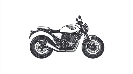 Illustration of a modern motorcycle in profile view, showcasing its sleek design and features