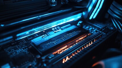 Obraz premium RAM memory inside the computer, AI generated images