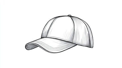 Sketch of a plain cap showcasing its structure, ideal for fashion design or branding concepts
