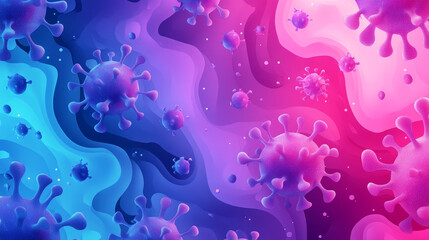 Design of a coronavirus outbreak with a viral cell in microscopic form. Vector illustration template on the topic of a dangerous SARS epidemic for an advertising banner or leaflet.
