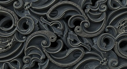 Dark Grey Ornate 3d Design Background Texture