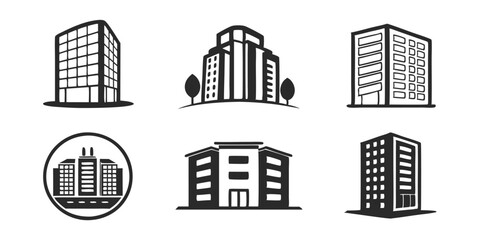 Building Icon Vector Set &ndash; Skyscraper, Apartment, and Architecture Symbols Collection