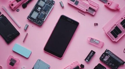 Fototapeta premium Broken phone repair process, AI generated images