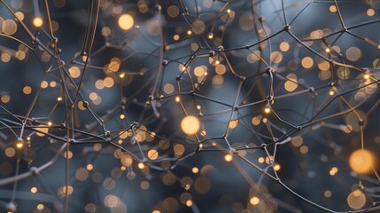 Glowing interconnected network of nodes and lines symbolizing open-source collaboration, abstract digital patterns in the background. Technology and innovation concepts.