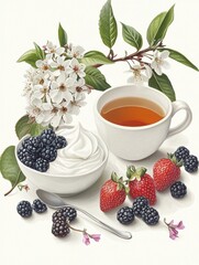 Savoring Greek Yogurt Breakfast Kitchen Food Scene Tranquil Atmosphere Close-Up Morning Delight