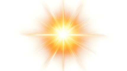 Glowing golden star casting a soft radiant halo of light perfectly centered on a clean white background  This ethereal cosmic image evokes a sense of serenity and elegance