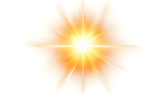 Glowing golden star casting a soft radiant halo of light perfectly centered on a clean white background  This ethereal cosmic image evokes a sense of serenity and elegance