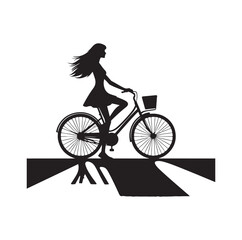 Obraz premium Woman on a bicycle silhouette vector illustration
