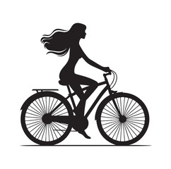 Woman on a bicycle silhouette vector illustration
