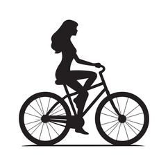 Woman on a bicycle silhouette vector illustration