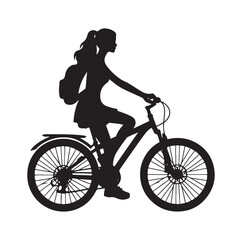 Obraz premium Woman on a bicycle silhouette vector illustration