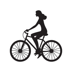 Woman on a bicycle silhouette vector illustration