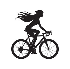 Woman on a bicycle silhouette vector illustration