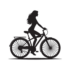 Obraz premium Woman on a bicycle silhouette vector illustration