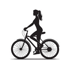 Woman on a bicycle silhouette vector illustration