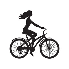 Obraz premium Woman on a bicycle silhouette vector illustration