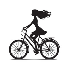 Obraz premium Woman on a bicycle silhouette vector illustration