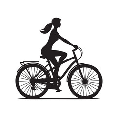 Obraz premium Woman on a bicycle silhouette vector illustration