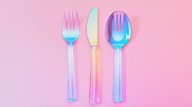 White plastic and steel cutlery isolated on transparent background. Vector realistic set of flatware, stainless or silver fork, spoon and knife, disposable plastic tableware
