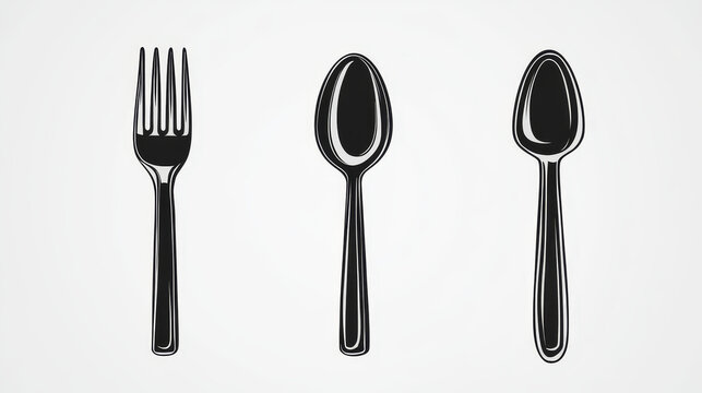 White plastic and steel cutlery isolated on transparent background. Vector realistic set of flatware, stainless or silver fork, spoon and knife, disposable plastic tableware
